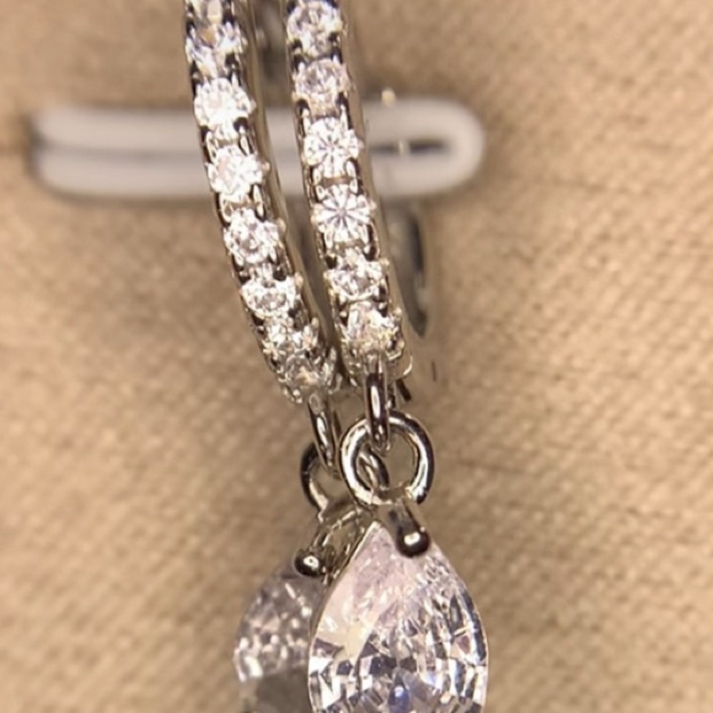 Ryze Sterling .925 Elegant Sterling Silver Hoop Earrings with Crystal Accents